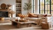 © Ksu_Sha - Cozy autumn living room interior with warm seasonal decor fireplace soft blankets and elegant modern home style
