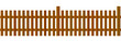 © vika_k - Seamless wooden picket fence background. Brown wood plank barrier for farm, park, backyard, frontward, garden, country field, palisade. Repeated rustic enclosure border. Vector illustration