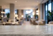 © Olena Apetroaiei - Empty elegant stone tabletop with luxurious hotel lounge bokeh, designed for premium product placement, mockups and advertising backgrounds.