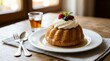 © tatiana - Traditional rum baba savarin cake soaked in sweet syrup served on dessert plate savarin baba cake dessert pastry alcohol rum syrup traditional baked sweet food bakery gourmet cake slice delicious