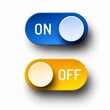 © Eti - Blue and yellow on off toggle switch icon with 3d effect