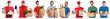 © New Africa - Food delivery service workers. Collection of portraits on white background
