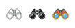 © Razzak - Vintage binoculars icon, optical viewing and observation symbol for vision, zoom, magnification, exploration, surveillance and monitoring concepts.
