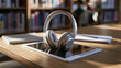 © BlackBridge Media - Headphones on Digital Tablet for Online Learning in Library