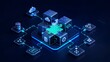 © Ridwan_DigitalGrid - 3D glowing puzzle cube with a missing piece highlighting API integration cloud software development and modular system architecture.