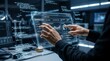 © eren - Futuristic Holographic Interface with Human Interaction in a High-Tech Environment