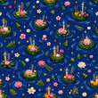 © Pisit - Traditional Loy Krathong Festival Seamless Pattern