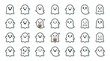 © Studio Vector - Set of Cute Kawaii Halloween Ghost Characters with Various Expressions