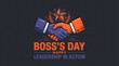 © WAHID STUDIO - Boss day handshake symbolizing leadership and appreciation with star emblem.