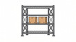 © zaaf - Industrial metal shelving unit with two boxes on each of the two shelves, an organized storage solution for warehouses and businesses