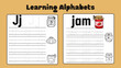 © Senandung - Learning Alphabets tracing worksheet for letter J, educational handwriting practice for jam, preschool literacy activity