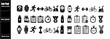 © Ronjina - Gym fitness and health activity icons set including equipment and sports tracking symbols for workout apps and medical records.