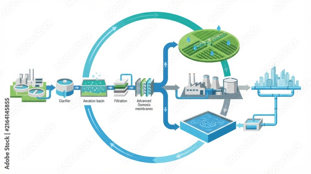 Pollution Types Cycle Diagram shows the steps in sewage purification at a wastewater ...