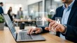 © GRAPHIC - Businessman using digital loan interface on laptop for financial planning and credit approval