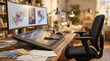 © stockimgahnaf - Creative professional designer desk workspace featuring a digital pen tablet and monitor