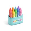 © aridyah - Colorful rainbow wax crayons in blue plastic holder 3D illustration isolated on white background