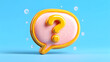 © Fazley - 3d yellow question mark inside a pink speech bubble on blue background