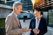 © Davor - Two business colleagues chatting outside modern office