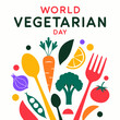 © Andrei - World vegetarian day celebration with various vegetables and utensils