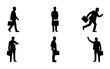 © Hamim - Business Man Silhouettes Collection: Walking, Waiting, Running, Waving, Checking Time, Standing, Vector Icons
