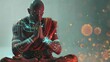© heri - Digital Monk in Meditative Pose with Futuristic Circuitry and Glowing Effects