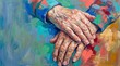 © Irina - Elderly couple holding hands in colorful abstract art style