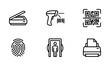 © Meherima - Modern Technology Icons: Scanner, Barcode Reader, QR Code, Fingerprint, Security Gate, Printer Vector Set for Digital Security and Data Capture