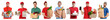 © New Africa - Food delivery service workers. Collection of portraits on white background