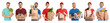 © New Africa - Food delivery service workers. Collection of portraits on white background