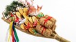 © 雄一 石川 - Ornate kumade lucky rake with golden ornaments isolated on white tori no ichi festival photo
