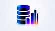 © Chandara - A blue and purple neon light shining on a black and white image of a computer database icon.