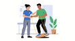 © Kundil - Physiotherapist helping patient with balance exercises in clinic, vector illustration