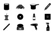© Anik - Candle Making Supplies Vector Icons Set, Crafting Tools & Materials, DIY Home Fragrance Elements, 12 Black & White Graphics