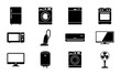 © Anik - Set of 12 Black Household Appliance Icons, Vector Graphics for Home Technology and Electronics Design