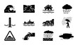 © Anik - Flood Warning Icons, Natural Disaster Symbols, Water Hazard Alerts, 12 Vector Elements for Emergency Preparedness and Safety