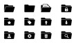 © Anik - 12 Black Folder Icons Set, Vector Graphics for Document Management, Data Storage, and Organization Systems. Digital Assets for UI Design, Web and App Development.