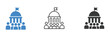 ©      - Government building icon, people crowd, domed capitol, national flag, democracy, public administration, parliament assembly, civic engagement, politics, government, citizenship, public service, politi