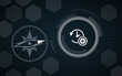 © sh99 - A stylized compass pointing toward a digital icon featuring a clock and a gear symbol, representing strategic time management, technical optimization, planning, and scheduling processes.
