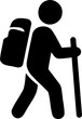 © MstKakoli - Hiker with backpack and trekking pole walking during outdoor exploration isolated on transparent background