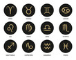 © Alena - Golden Zodiac Signs in Black Circular Icons