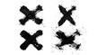 © maaz - Hand painted black ink cross marks featuring textured brush strokes and chaotic ink splatter artistic effects