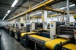 © Oleksandr - Automated conveyor belts and printing machines in a modern factory. Industrial equipment operates on a production line without people. Warehouse setting with manufacturing devices.
