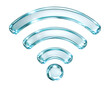 © TakoyakiAI - Crystal glass Wi-Fi symbol isolated on white background, Frutiger Aero glossy interface icon for digital connectivity design