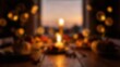 © Surface Macro - Thanksgiving Dinner Table Blur With Golden Hour Warmth
