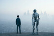 © BlackBridge Media - Businessman and Futuristic Robot Overlooking City Skyline