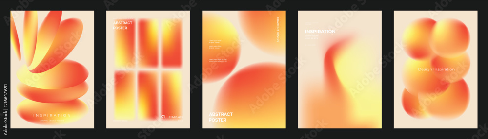 Abstract red gradient poster templates set. Vector modern covers with ...