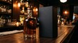 © Fitria - Premium whiskey bottle with black gift box on a wooden bar counter