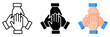 © Designer Hittu - Teamwork hands icon set, unity and collaboration symbols, group partnership vector graphics for business and community projects