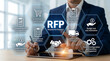 © MdSuhel - Businessman analyzing request for proposal RFP procurement workflow on digital tablet
