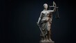 © emon - Lady Justice statue with scales and sword. Bronze Themis sculpture on dark background. Legal system and law concept.